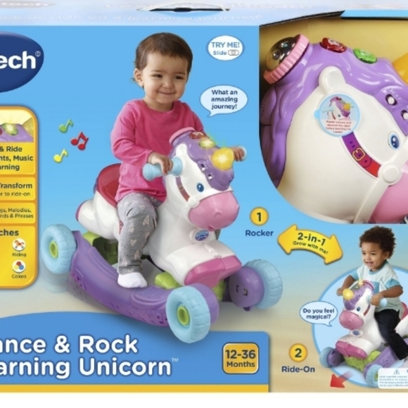 VTech Prance and Rock Learning Unicorn, Rocker to Rider Toy - Picture 2 of 5